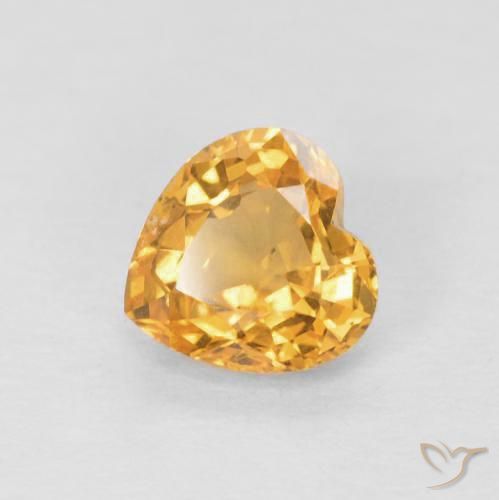 Saphir Orange moyen naturelle Cœur, 0.49 ct, VVS-VS