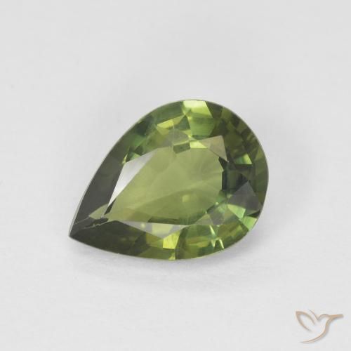 Saphir Forêt verte naturelle En forme de poire, 1.18 ct, VS