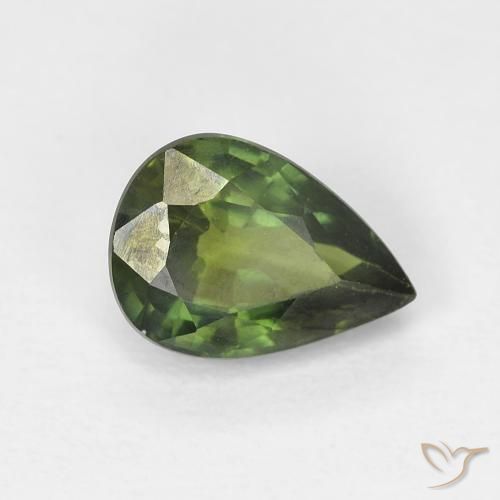 Saphir Forêt verte naturelle En forme de poire, 1.03 ct, VS
