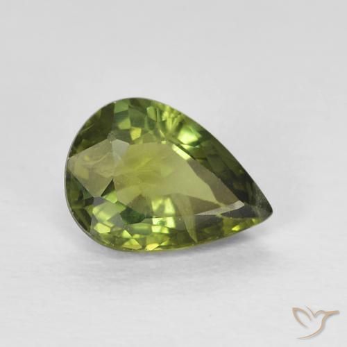 Saphir Medium Dark-Green naturelle En forme de poire, 0.97 ct, VS