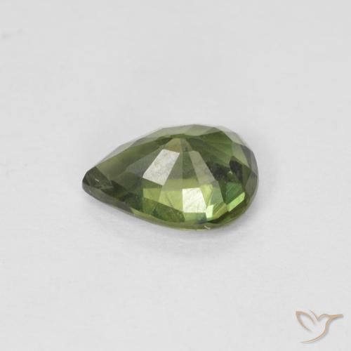 Saphir Vert terreux naturelle En forme de poire, 0.99 ct, VS-SI