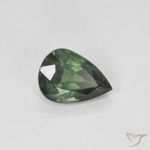 Saphir Forêt verte naturelle En forme de poire, 0.88 ct, VS-SI