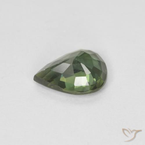 Saphir Vert foncé naturelle En forme de poire, 0.92 ct, VS
