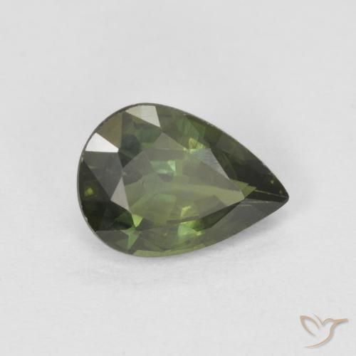 Saphir Vert moyen naturelle En forme de poire, 0.89 ct, VS