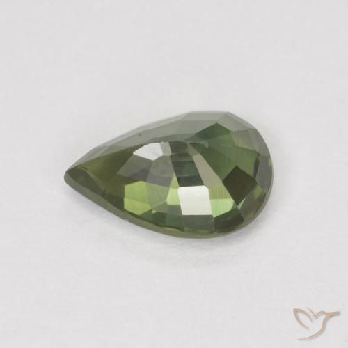 Saphir Vert moyen naturelle En forme de poire, 0.89 ct, VS