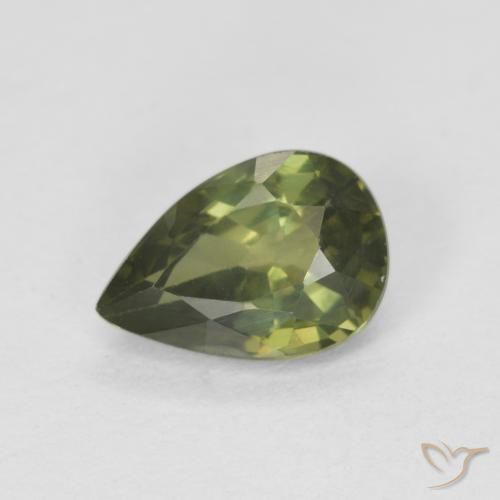 Saphir Vert forêt chaud naturelle En forme de poire, 0.85 ct, VVS-VS