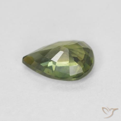 Saphir Vert forêt chaud naturelle En forme de poire, 0.85 ct, VVS-VS