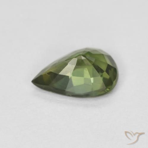 Saphir Vert forêt chaud naturelle En forme de poire, 0.76 ct, VS