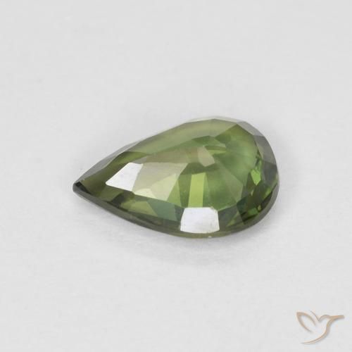 Saphir Vert forêt chaud naturelle En forme de poire, 0.71 ct, VS