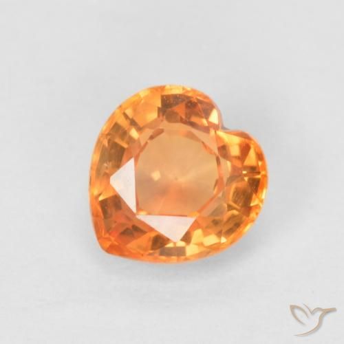 0.54ct Naturel Orange vif Saphir, Cœur, VVS