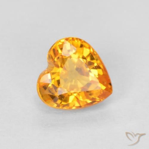 0.51ct Naturel Abricot orange Saphir, Cœur, VS