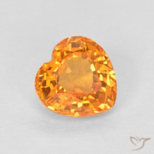0.53ct Naturel Orange vif Saphir, Cœur, VS