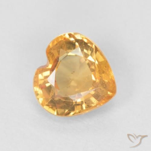 0.55ct Naturel Orange moyen Saphir, Cœur, VS
