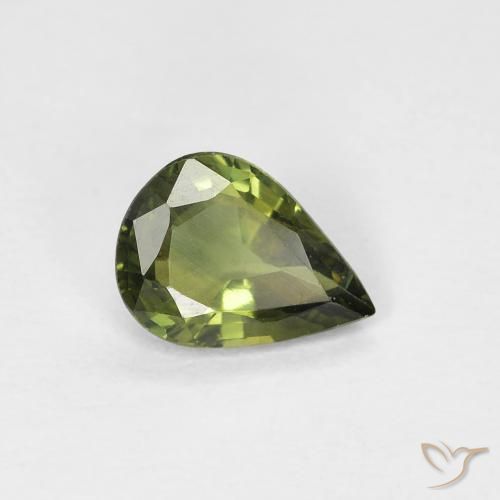 Saphir Vert jaunâtre naturelle En forme de poire, 0.69 ct, VS