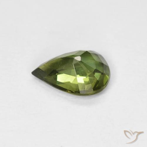 Saphir Vert jaunâtre naturelle En forme de poire, 0.69 ct, VS
