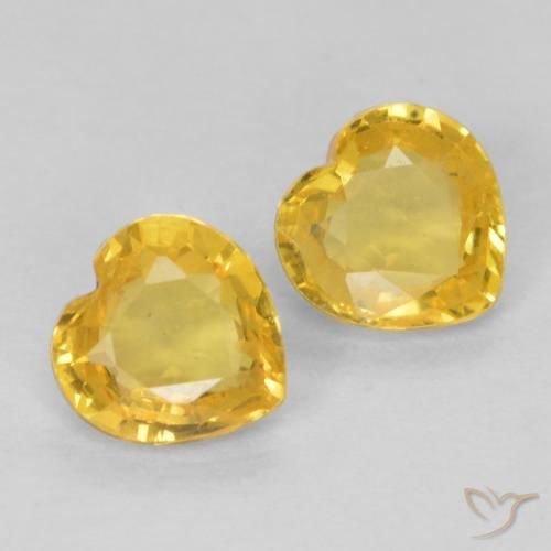 0.78ctw Naturel Doré Saphir, Cœur, VVS-VS