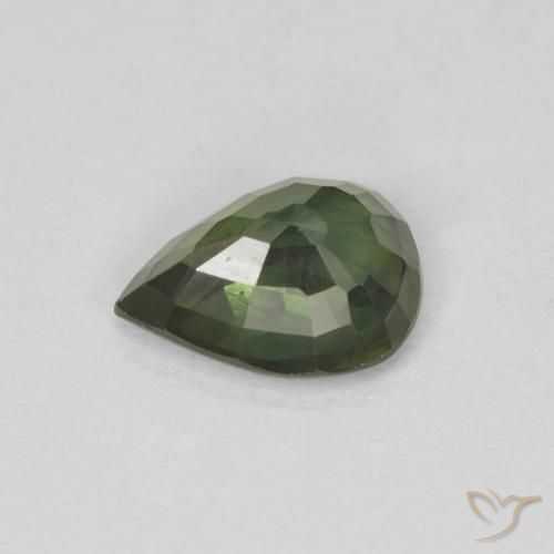 Saphir Vert foncé naturelle En forme de poire, 1.38 ct, VS