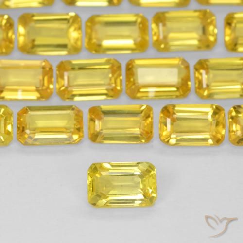 0.38ct Naturel Bourdon jaune Saphir, Taille émeraude, VS