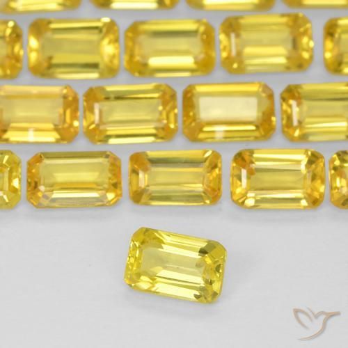 Saphir Bourdon jaune naturelle Octogone / coupe Émeraude, 0.38 ct, VS
