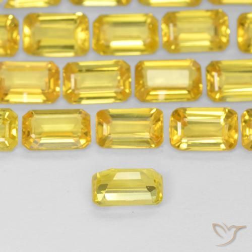 Saphir Bourdon jaune naturelle Octogone / coupe Émeraude, 0.38 ct, VS
