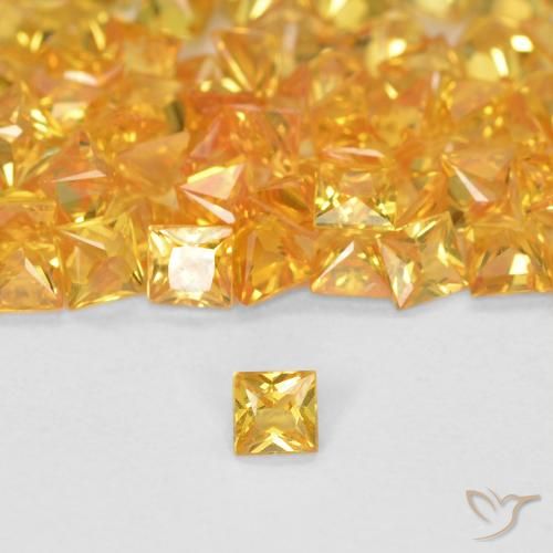 0.07ct Naturel Orange-or Saphir, Carré, VS