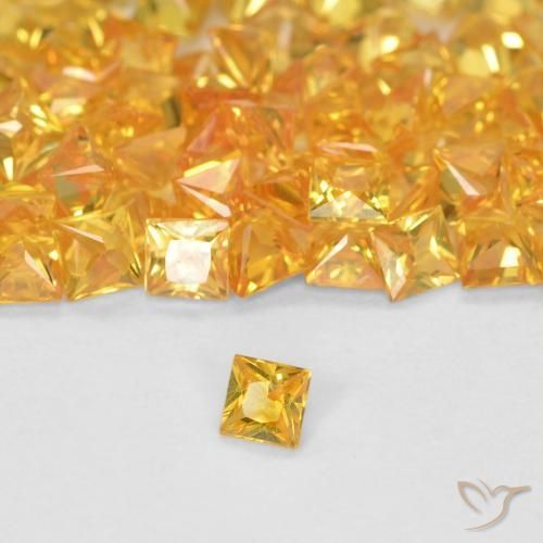 Saphir Orange-or naturelle Carré, 0.07 ct, VS
