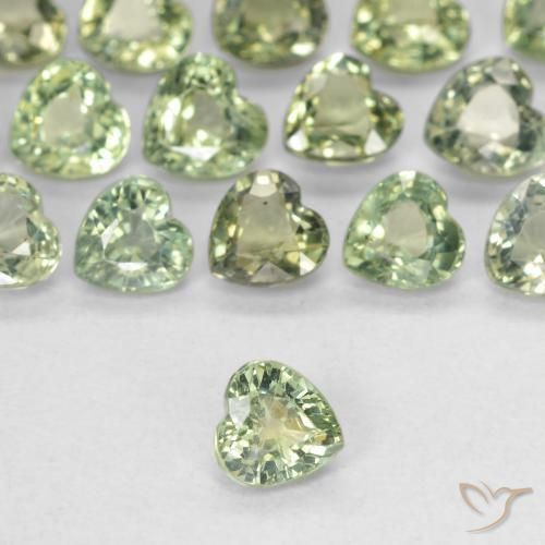 0.42ct Naturel Vert sauge très clair Saphir, Cœur, VVS-VS