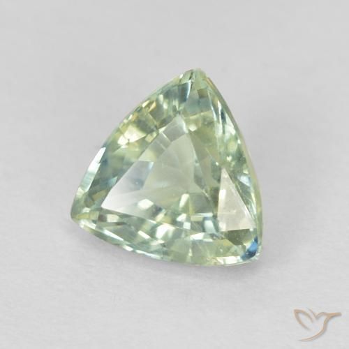 Saphir Vert très clair naturelle Trillion, 0.87 ct, VS