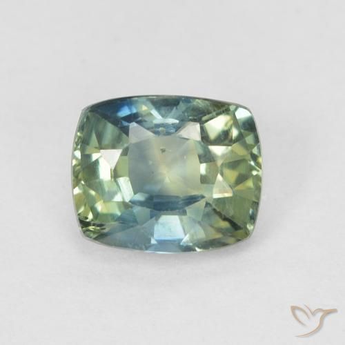 0.78ct Naturel Bleu verdâtre Saphir, Coussin, VS, Photo A