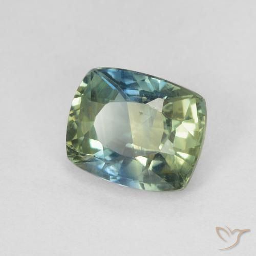 Saphir Bleu verdâtre naturelle Coussin, 0.78 ct, VS