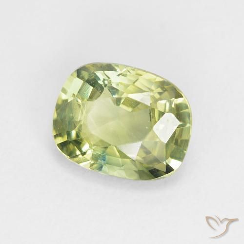 Saphir Vert très clair naturelle Coussin, 1.09 ct, VVS-VS