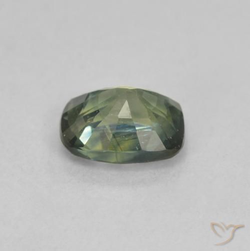 Saphir Vert forêt léger naturelle Coussin, 0.72 ct, VS
