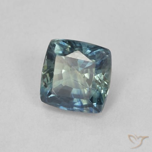 Saphir Sarcelle naturelle Coussin, 0.88 ct, VS