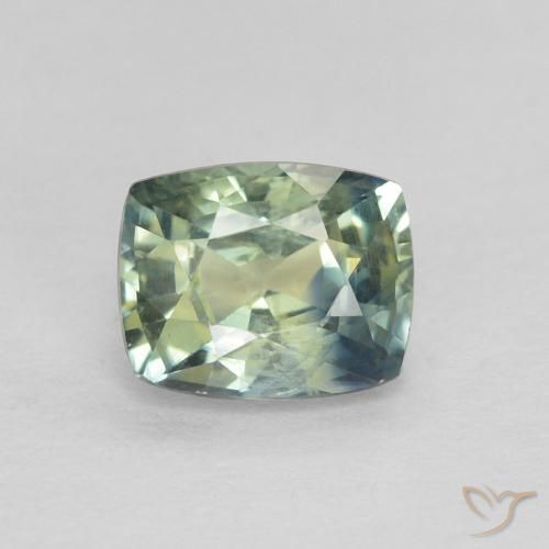 0.77ct Naturel Bleu vert Saphir, Coussin, VS