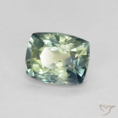 Saphir Bleu vert naturelle Coussin, 0.77 ct, VS