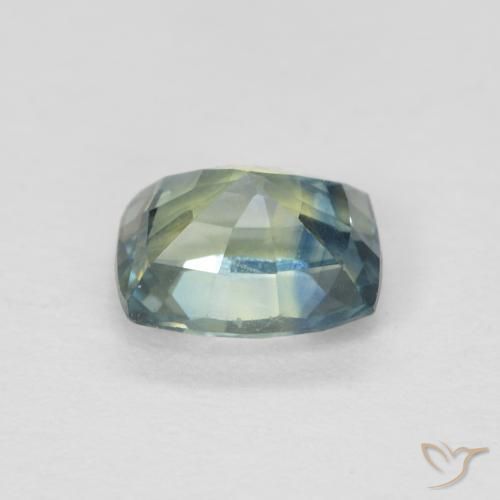 Saphir Bleu vert naturelle Coussin, 0.77 ct, VS