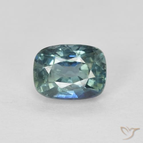 1.08ct Naturel Bleu verdâtre Saphir, Coussin, VS