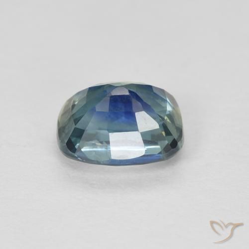 Saphir Bleu verdâtre naturelle Coussin, 1.08 ct, VS