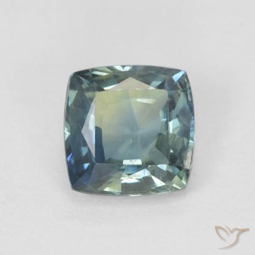 0.91ct Naturel Bleu verdâtre Saphir, Coussin, VS