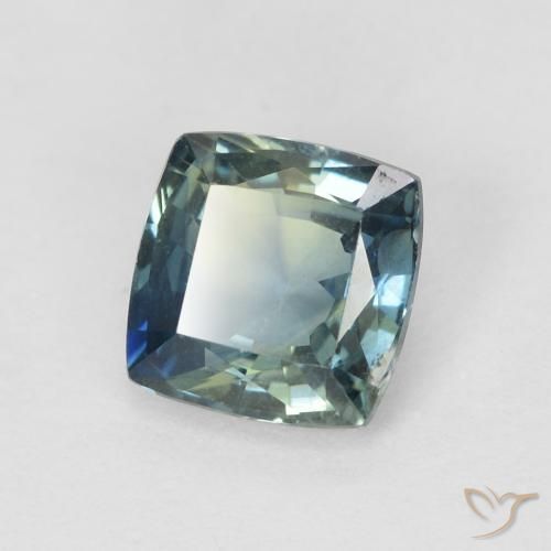 Saphir Bleu verdâtre naturelle Coussin, 0.91 ct, VS