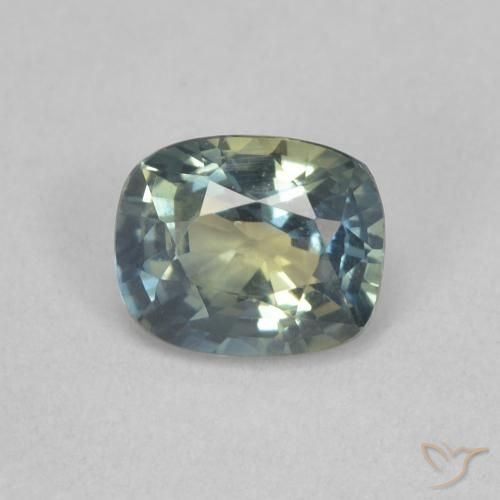 0.77ct Naturel Bleu vert moyen Saphir, Coussin, VVS