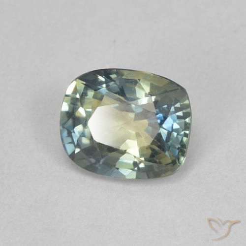 Saphir Bleu vert moyen naturelle Coussin, 0.77 ct, VVS