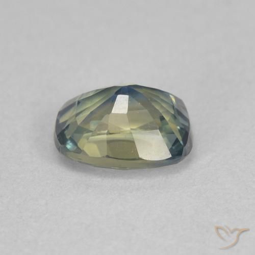 Saphir Bleu vert moyen naturelle Coussin, 0.77 ct, VVS