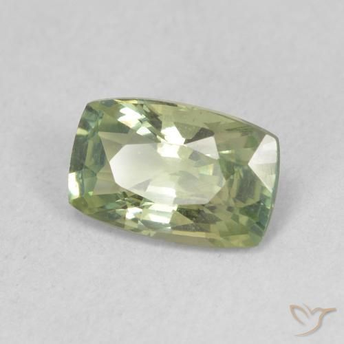 Saphir Vert clair naturelle Coussin, 0.91 ct, VVS