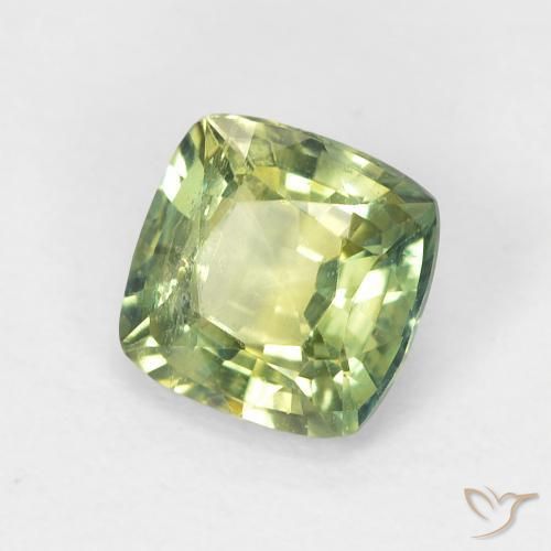 Saphir Vert jaunâtre naturelle Coussin, 1.19 ct, VS