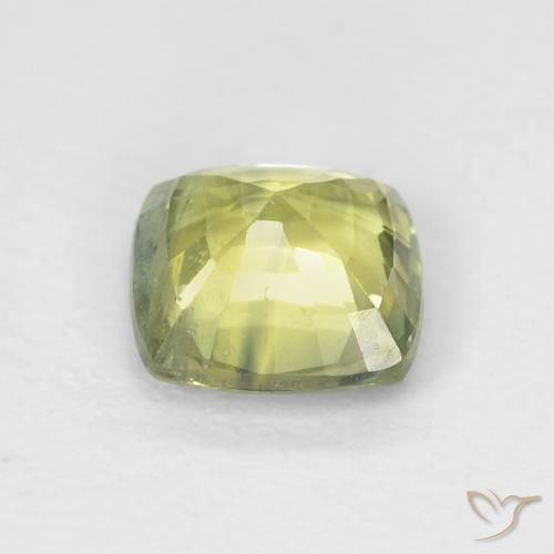 Saphir Vert jaunâtre naturelle Coussin, 1.19 ct, VS