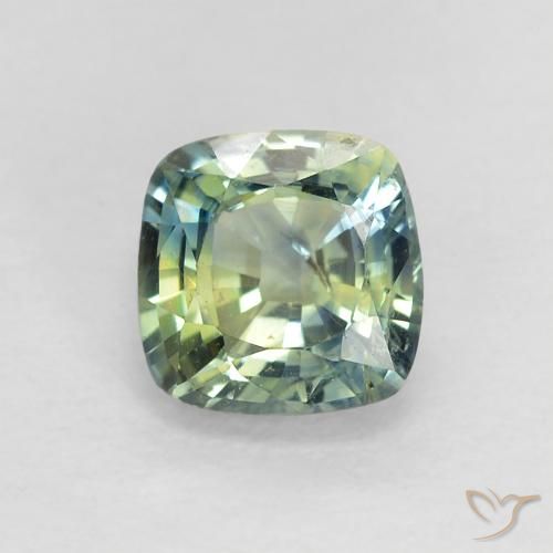 0.89ct Naturel Bleu verdâtre Saphir, Coussin, VS