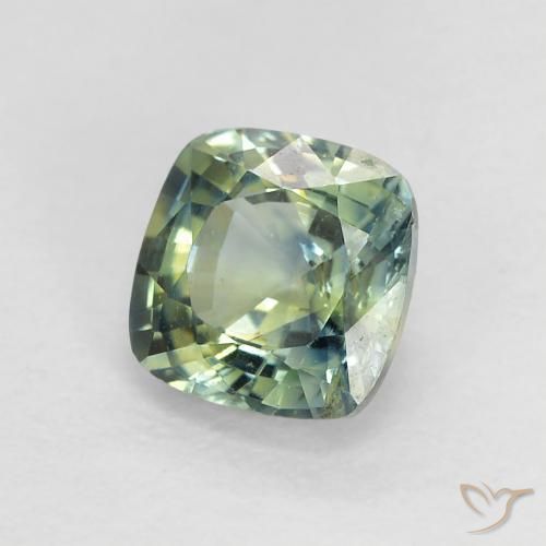 Saphir Bleu verdâtre naturelle Coussin, 0.89 ct, VS