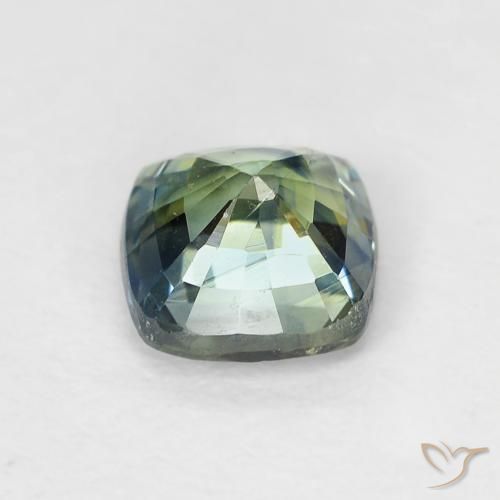 Saphir Bleu verdâtre naturelle Coussin, 0.89 ct, VS