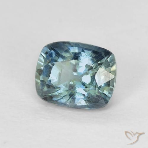 Saphir Bleu vert moyen naturelle Coussin, 0.81 ct, VS